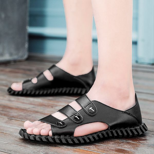 

zapatillas sliders man couple sandel flip sandali verano sandale for flop ete outdoor sandalsslippers wear mens roman rubber da, Black