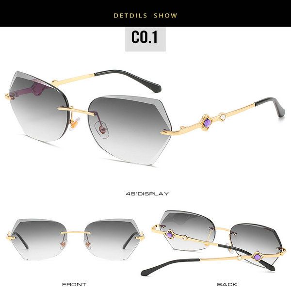 

trimmed rimless sunglasses chashma tint lenses diamond trimmed rimless alloy glasses frame colored lenses women small face 2020