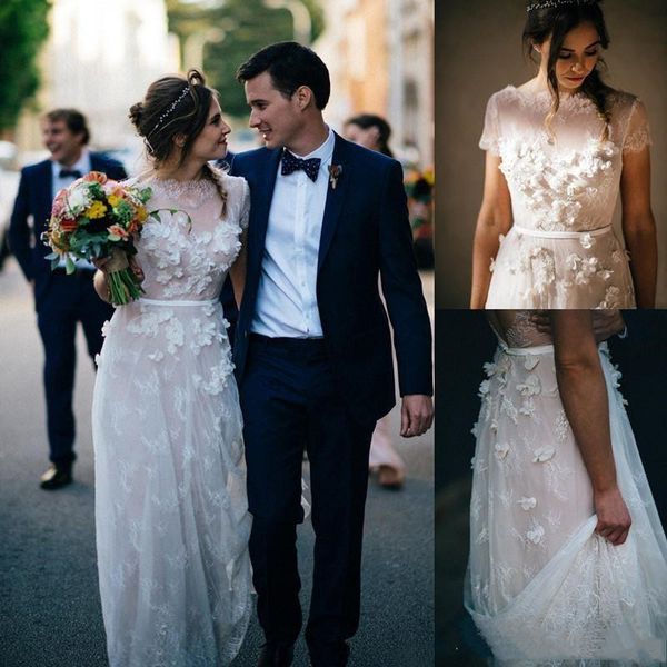 Discount 2019 Country Style Lace Wedding Dresses Bridal Gowns