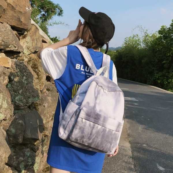 

women's backpack schoolbag 2020 korean version new large capacity backpack college style dye art canvas student schoolbag
