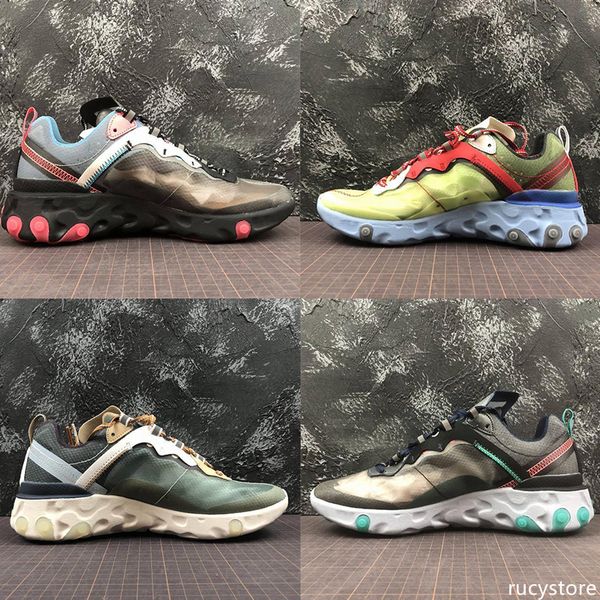 

undercover x react element 87 mens running shoes light bone triple black men sneakers fashion luxury designer women shoes size36-45