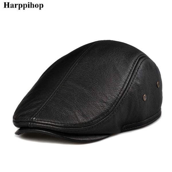 

cowhide ear protector cap quinquagenarian cap genuine leather casual autumn and winter forward male leather hat, Blue;gray