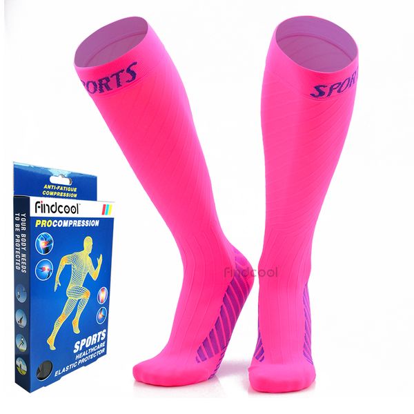 

findcool men and women running socks compression stockings sports riding football soccer calf support marathon socks, Black