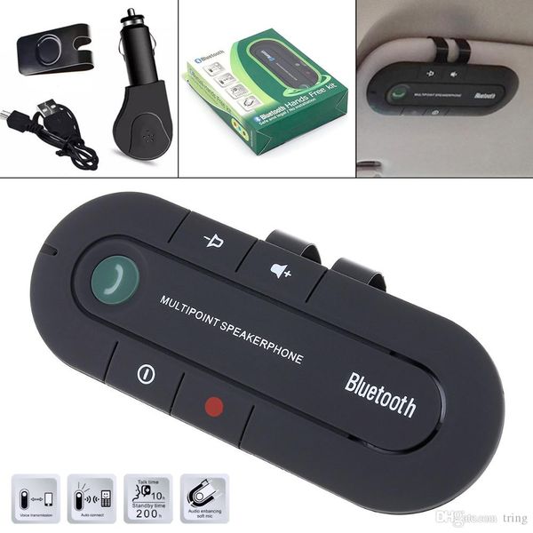 

handsbluetooth car kit wireless bluetooth speaker phone mp3 music player sun visor clip speakerphone with retail box