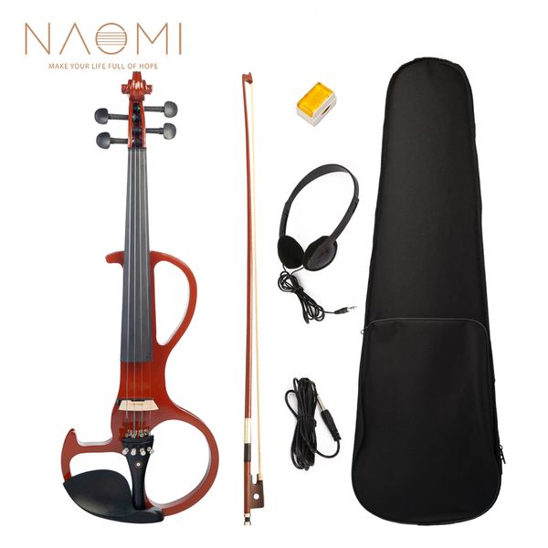 

naomi electric violin 4/4 solid wood electric silent violin ebony fittings fiddle for students beginners set new