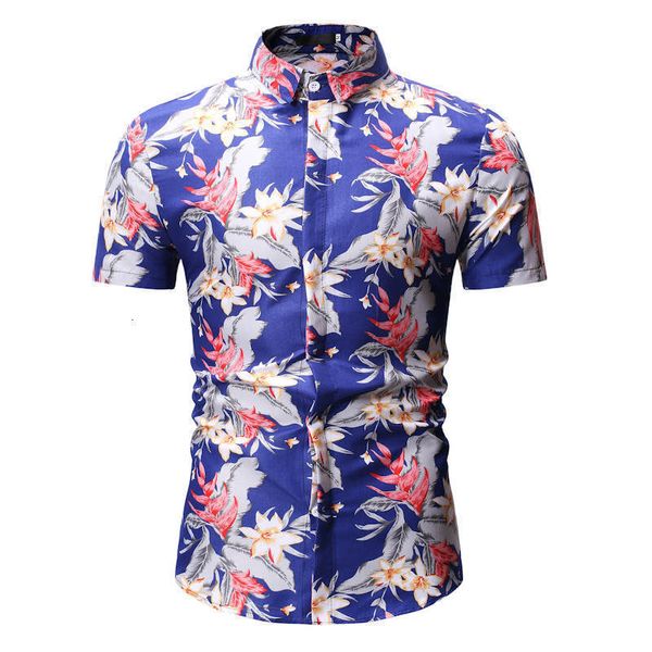 

hawaiian men's shirts, men's leisure shirts, printed beach short-sleeved garments, to europe in 2019, White;black
