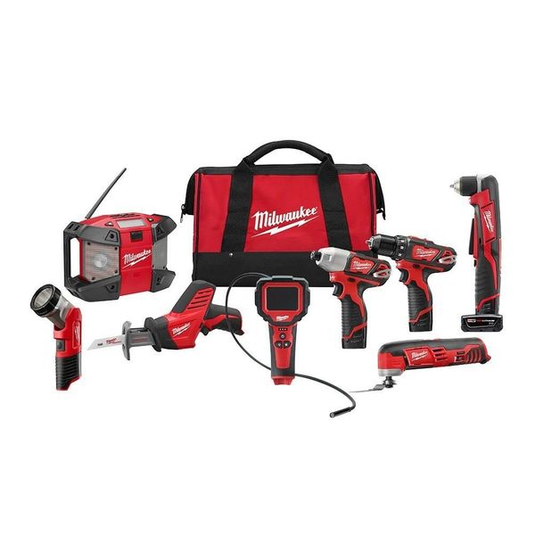 

New milwaukee powet tool et combo 12 volt l ion cordle batterie charger 8 tool