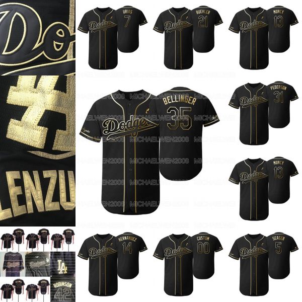 

35 cody bellinger golden mookie betts clayton kershaw enrique hernandez a.j. pollock corey seager walker buehler max muncy jerseys, Blue;black