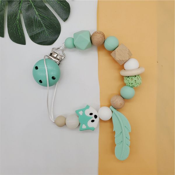 

1pc handmade pacifier clips holder chain silicone pacifier chains feather shaped baby teether teething chain