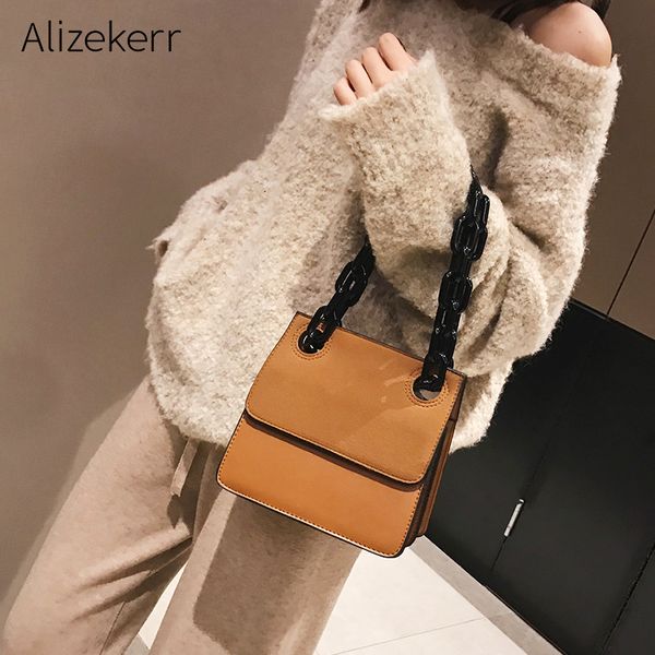 

acrylic chain frosted shoulder bag women 2019 new elegant pu leather solid crossbody bag ladies simple small square casual