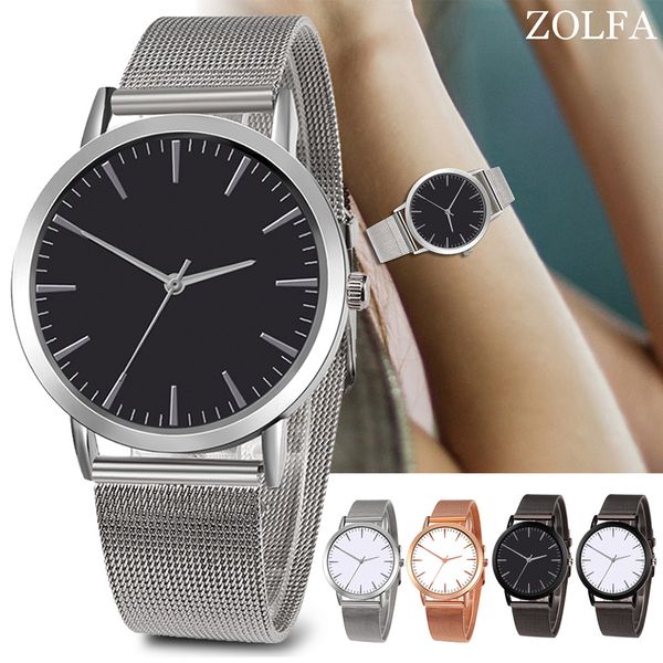 

women watches stainless steel mesh belt ladies quartz wristwatches fashion selling exquisite clock montre 2019, Slivery;brown
