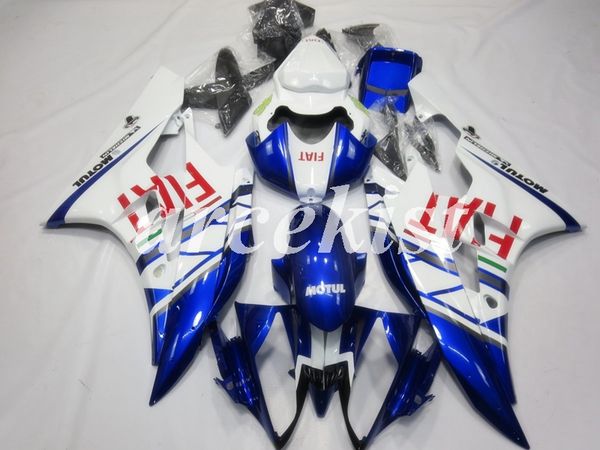 

новый abs литья под давлением для мотоциклов обтекатели kit подходит для yamaha yzf-r6 2006 2007 06 07 r6 пользовательские голубой белый гля