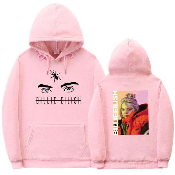 

billie eilish hip hop hooded sweatshirts cotton print hoodies men women swag harajuku hoodie casual kpop supre fleece hoody, Black