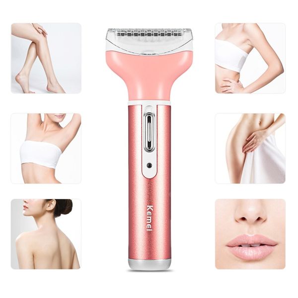 

kemei km - 6637 multifunctional 4 in 1 rechargeable women body shaver beard eyebrow nose trimmer set female lady electric shaver