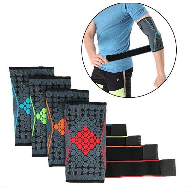 

4c elbow support elastic gym sport elbow protective pads men absorb sweat sports pads basketball arm sleeve brace, Black;gray