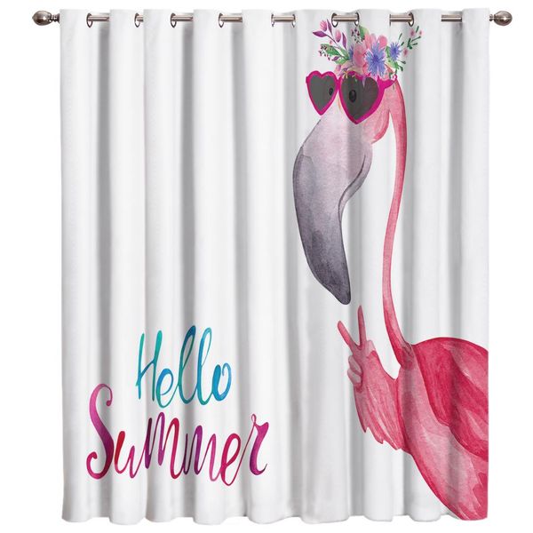

watercolor flamingo window treatments curtains valance curtain rod living room bathroom fabric kids curtain panels with grommets