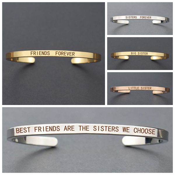 

friendship bracelet " friends are the sisters we choose " friends engraved bracelet jewelry friendship gift, White