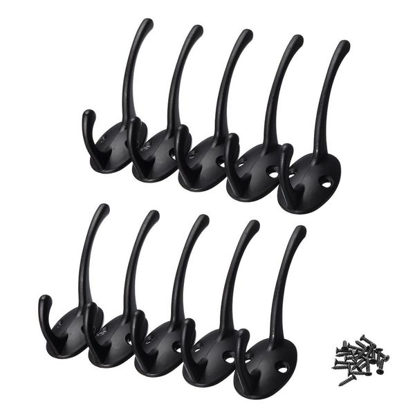 

10pcs cloth hook hangers vintage iron wall hook rustic key coat bag hat hanger rustic robe hooks for home bathroom with screws