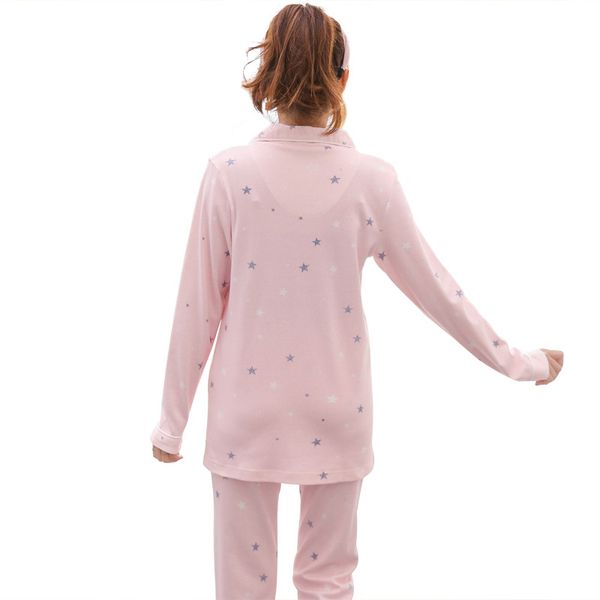 

new style star cotton confinement clothing double layer pregnant women's fold-down collar confinement clothing spring summer, White