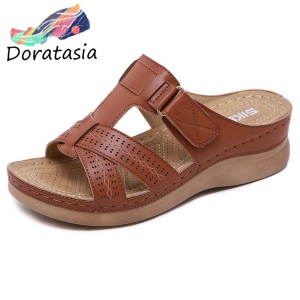 

doratasia female round toe girl low heel buckle strap solid outdoor slippers slippers women 2020 casual shoes woman, Black