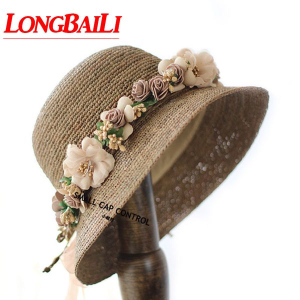 

summer fashion raffia straw beach hat for women wide brim bucket sunbonnet caps female swds018, Blue;gray