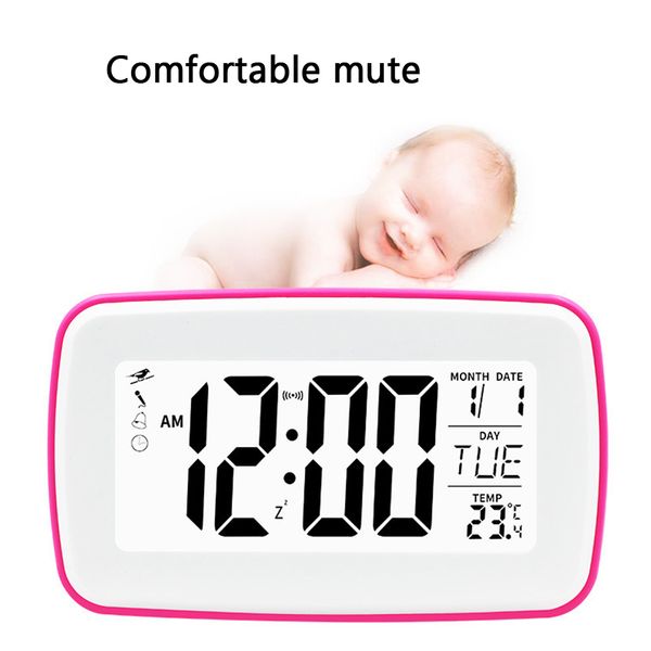 

silent night light touch control non ticking snooze function desk alarm clock led digital large display simple battery operated