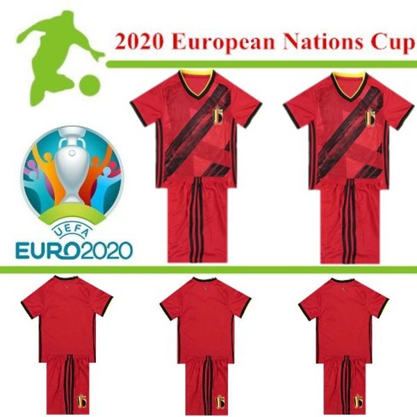 

euro 2020 belgium home away lukaku hazard kompany de bruyne mertens kids soccer jersey 19 20 europa league kids sports football shirt, Black
