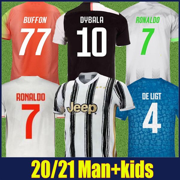 

2020 italy clubs soccer jersey the bianconeri black white stripes shirt joint edition kids kit cristiano football uniform orange gk jersey
