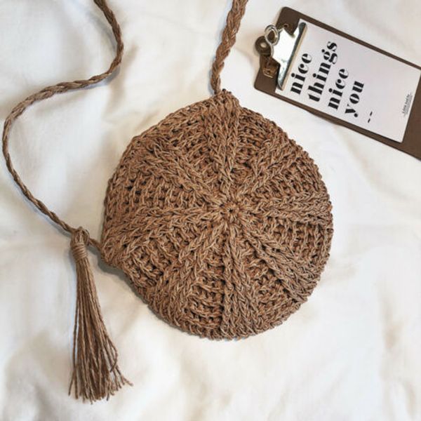 

women woven handbag bags totes beach straw woven rattan ladies round basket bag