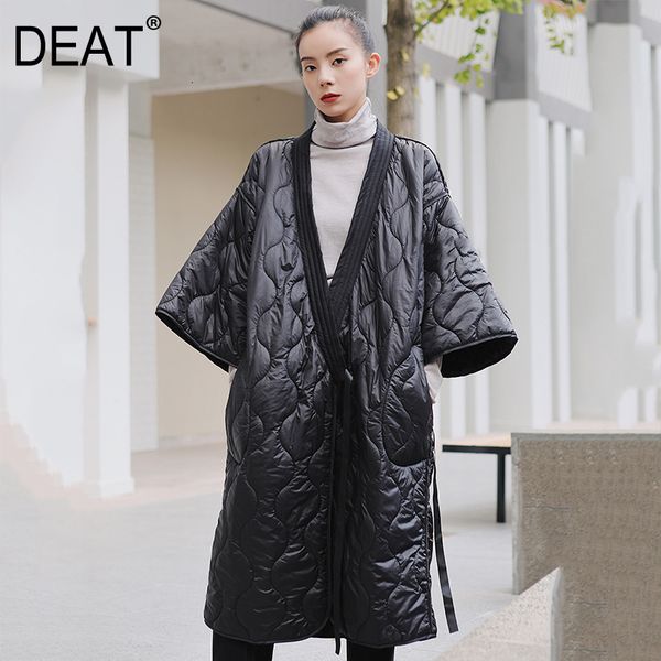 

deat] loose fit oversize strap warm woolen coat parkas new hooded long sleeve women fashion tide autumn winter 2019 19l-a173, Black