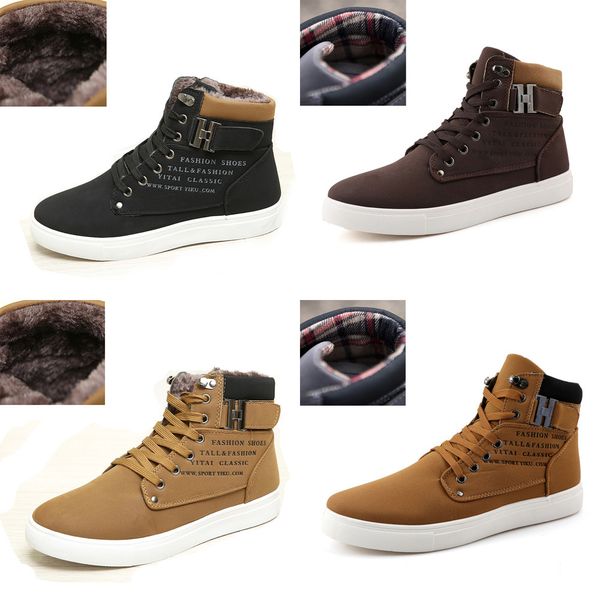 

2019 men boots fashion warm winter men shoes autumn leather footwear for man new high canvas casual shoes men, Black
