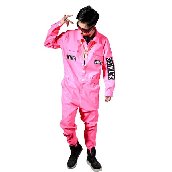 

tailor-made stage wear clothing men long sleeve hip hop jumpsuits fashion harem pants male casual a pieces trousers overalls, Black