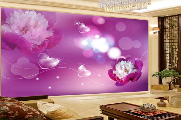 3D Wallpaper Soggiorno amore romantico bellissimi fiori decorativi soggiorno camera da letto ad alta definizione da parati