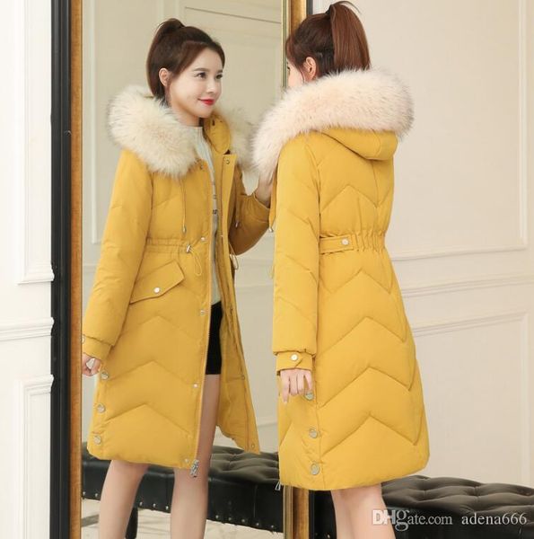 

fashion designer women winter down jacket casual parka keep warm ski coats overcoat luxury female medium-length overcoat, Black