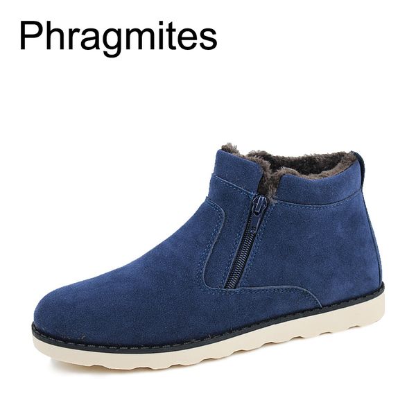 

phragmites solid wool snow boots men shoes simple design winter ankle boots anti-slip booties zapatos de hombre, Black