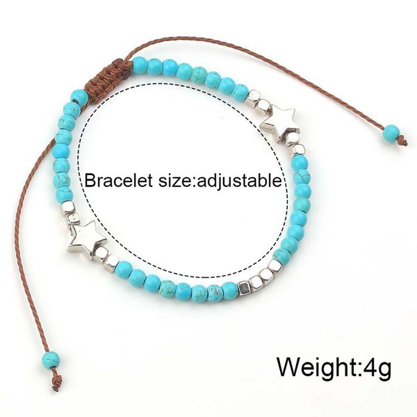

Fastselling explosive natural turquoise handwoven pentagonal star bracelet bracelet personality European and American popular jewelry