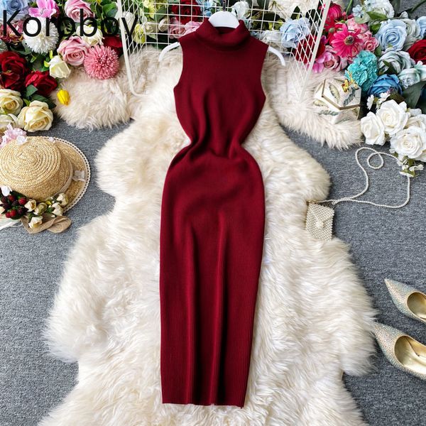 

коробов vintage slim elastics трикотажное женское платье корейская водолазка без рукавов элегантная вечерняя вечеринка vestidos летние плать, Black;gray