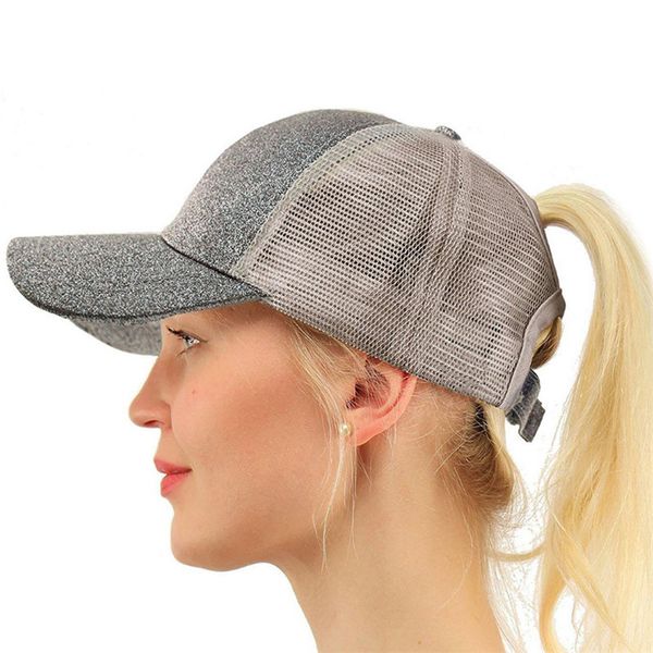 

новые девушки бейсболки лета женщин сетки дышащий snapback cap bone sunhat sequins shine hat gorras де beisbol, Blue;gray