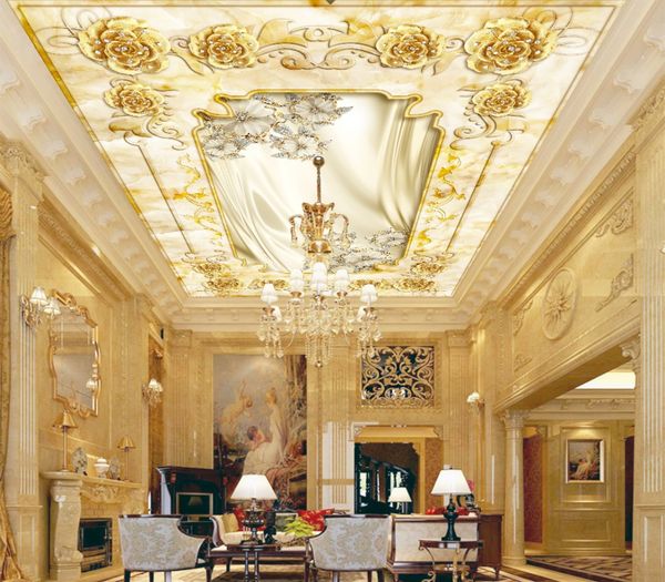 

custom 3d p wallpaper ceilings rose ceiling golden hall european ceilings mural