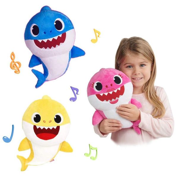 

PinkFong Baby Shark Мягкие Освещения Shiner Куклы Сожмите Мультфильм Плюшевые Игрушки Пение Звук Мягкая Кукла для Детей Рождественский Подарок оптом