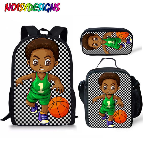 

noisydesigns black african boys school bags for kids 3pcs/set school backpack children preppy shoulder bookbag students satchel