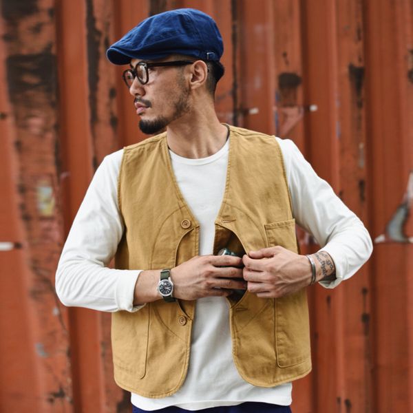 

retro hunting vest with sauce, canvas vest vintage may chage, pure cotton vest, Black;white