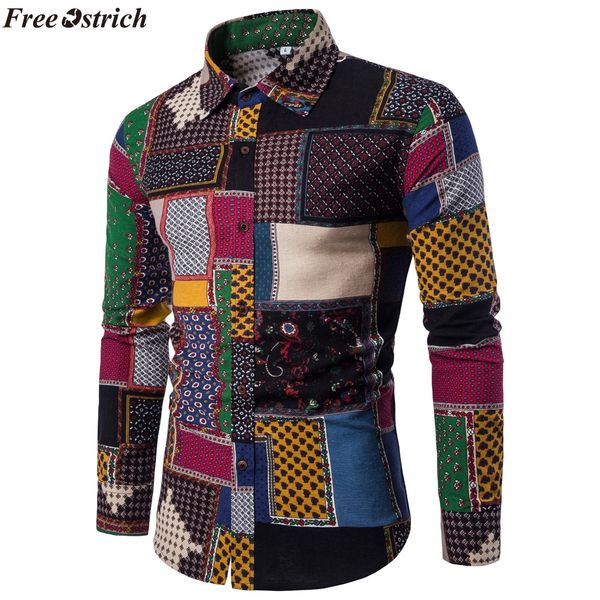 

ostrich fashion plus size shirts for male mens casual long sleeve shirt business slim fit shirt print blouse clothing, White;black