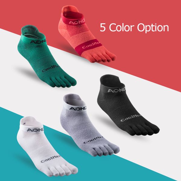 

aonijie e4110 one pair lightweight low cut athletic toe socks quarter socks for five toed barefoot running shoes marathon race, Black