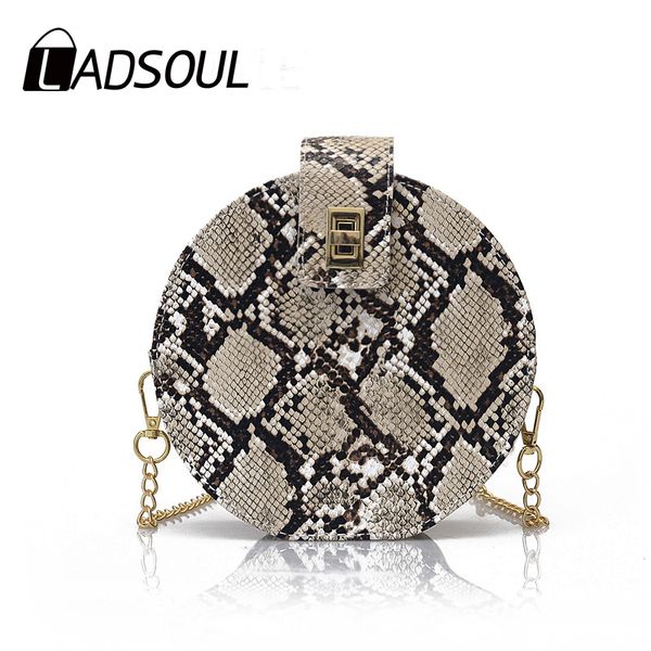 

ladsoul new python pattern small round bag chain shoulder messenger handbags fashion casual bags women