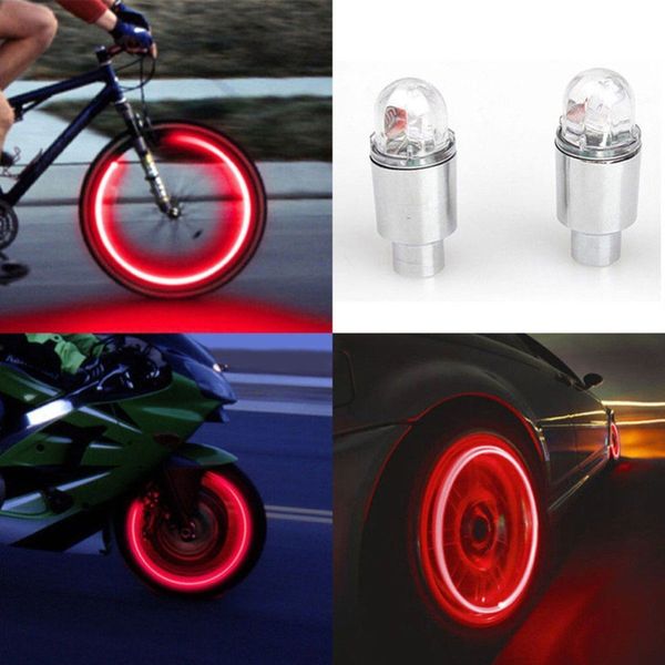 

bostar new 2pcs super power lights tire lamp muiticolor auto motorcycle bike accessories neon strobe led tire valve caps #281366