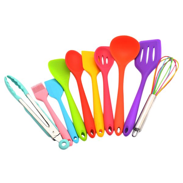 

10 pcs silicone cooking set kitchen utensils set, cooking tool non toxic