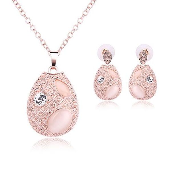 

women elegant lady rhinestone resin teardrop necklace stud earring dancing jewelry set new chic, Silver