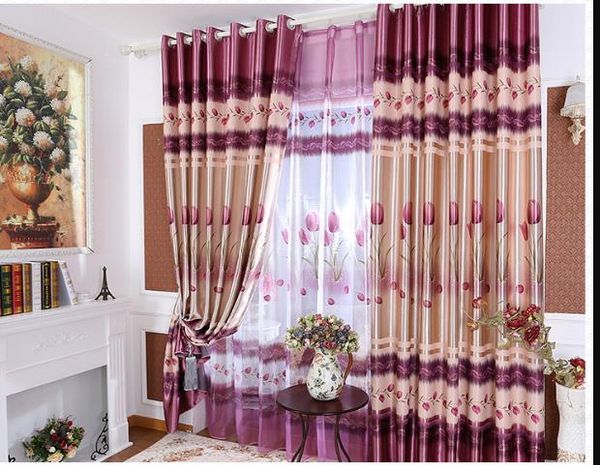 2019 6m Sheer Curtains Purple Rod Pocket Curtain Finished Curtain