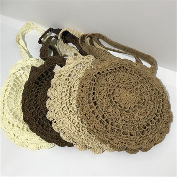 

new bohemian straw bags for women big circle beach handbags summer vintage rattan bag handmade kintted travel bags